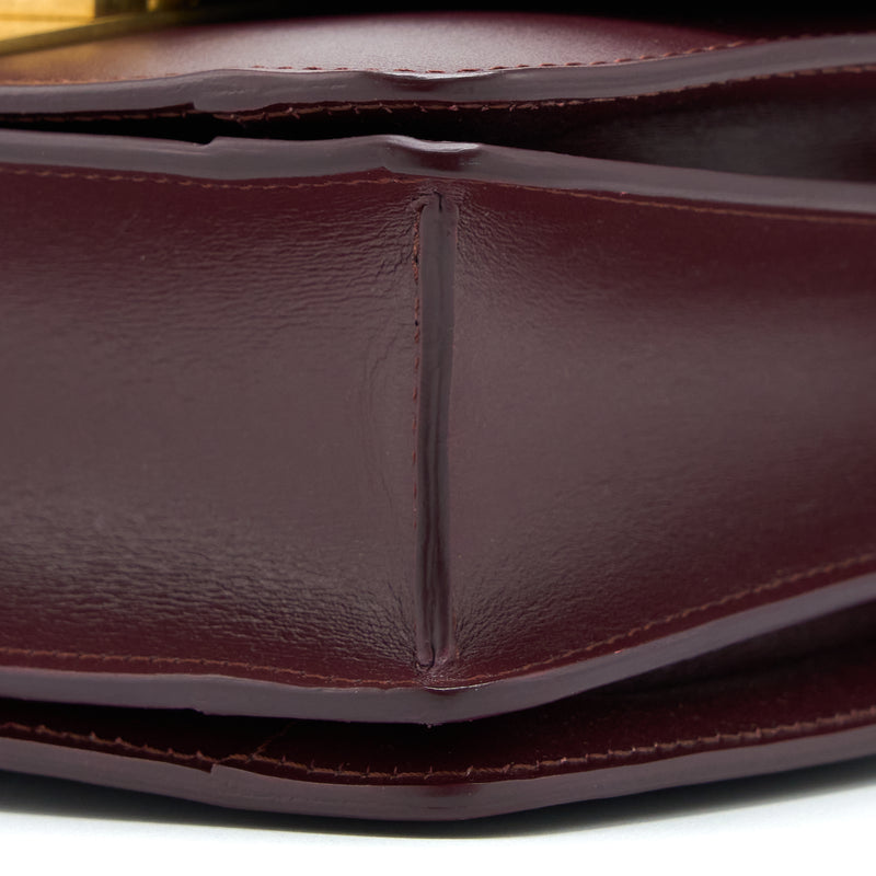 Celine Mini Box Calfskin Burgundy GHW