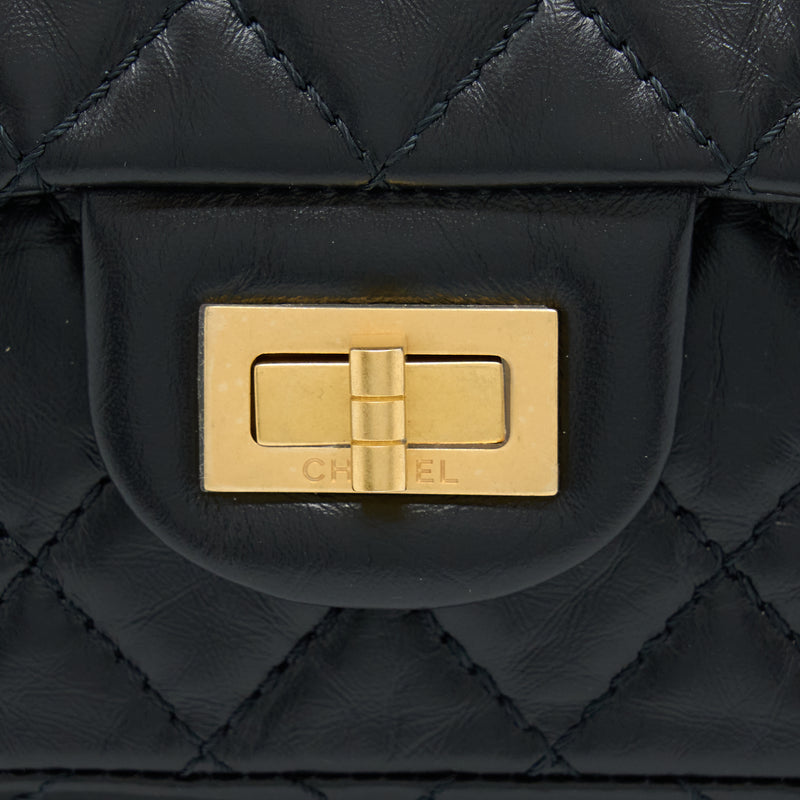 Chanel Mini 2.55 Reissue Flap Bag Aged Calfskin Black Brushed GHW (Microchip)