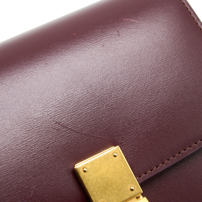 Celine Mini Box Calfskin Burgundy GHW