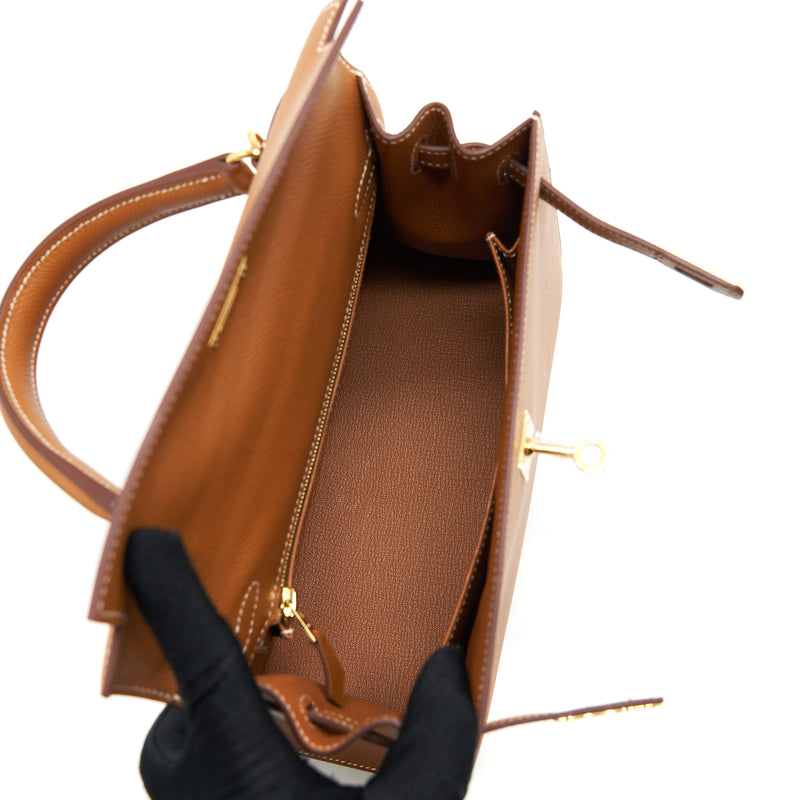 Hermes Kelly 25 Epsom 37 Gold GHW Stamp D