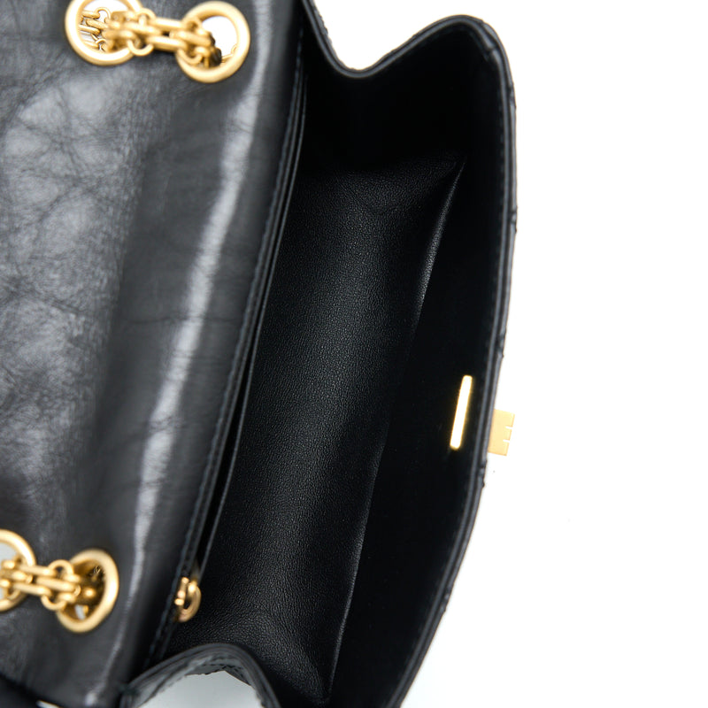 Chanel Mini 2.55 Reissue Flap Bag Aged Calfskin Black Brushed GHW (Microchip)