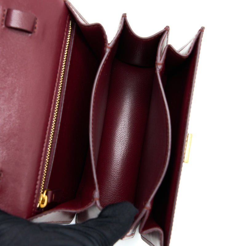 Celine Mini Box Calfskin Burgundy GHW