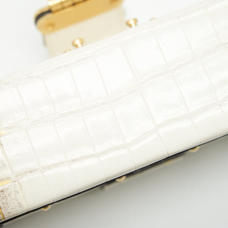 Louis Vuitton Petite Malle Niloticus Crocodile White GHW