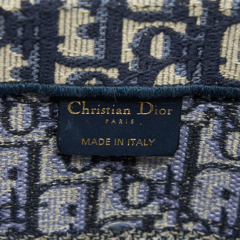 Dior Medium Book Tote Oblique Embroidery Blue