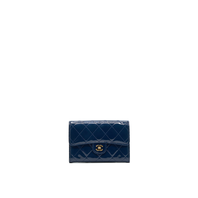 Chanel Patent Leather flap Wallet Navy