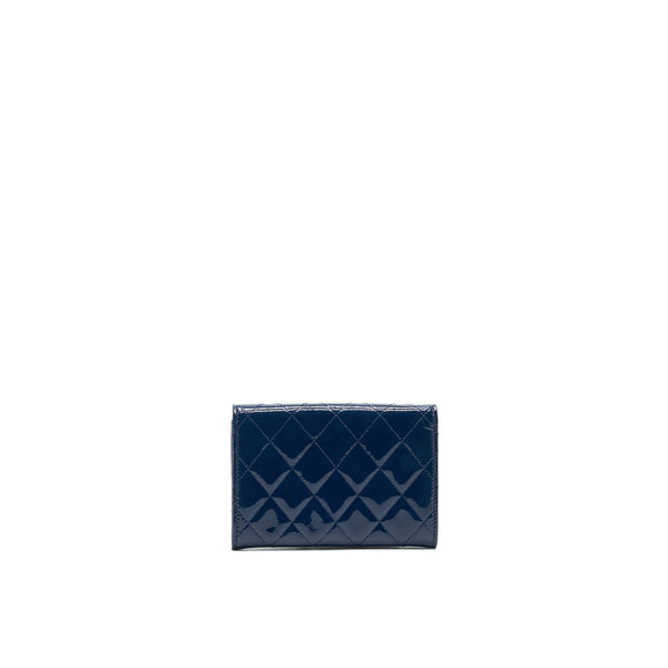 Chanel Patent Leather flap Wallet Navy