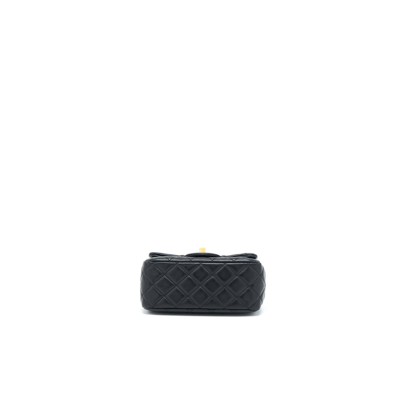 Chanel Pearl Crush Mini Square Flap Bag Lambskin Black GHW (Microchip)