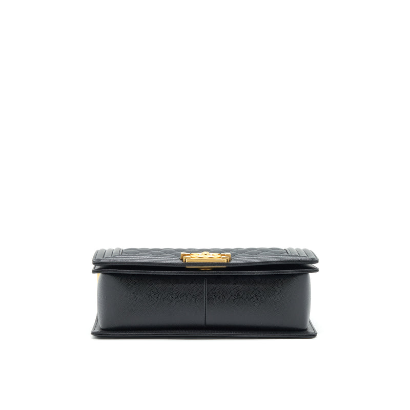 Chanel Medium Boy Bag Caviar Black With Brushed GHW (Microchip)