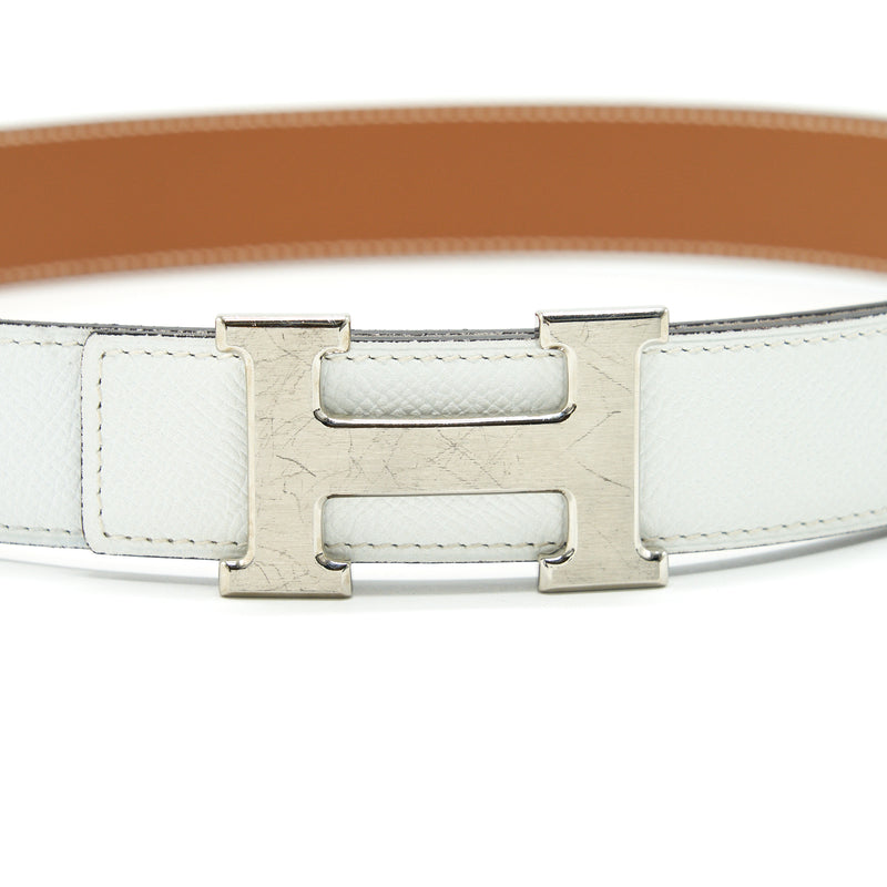 Hermes size80 H Buckle Belt white/ Gold with SHW