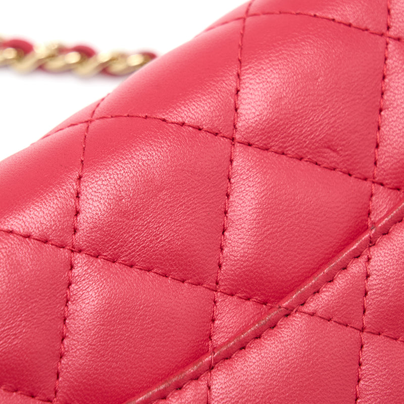 Chanel Classic Wallet On Chain Lambskin Red GHW