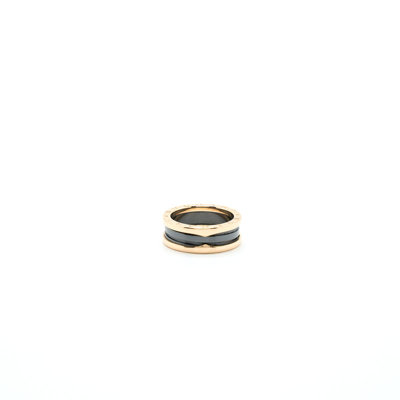 Bvlgari Size 60 B.Zero1 Two Band Ring 18k Rose Gold With Matt Black Ceramic