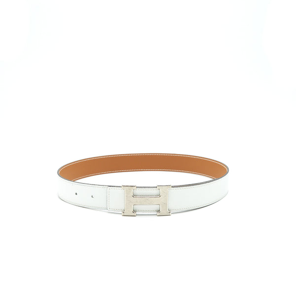 Hermes size80 H Buckle Belt white/ Gold with SHW