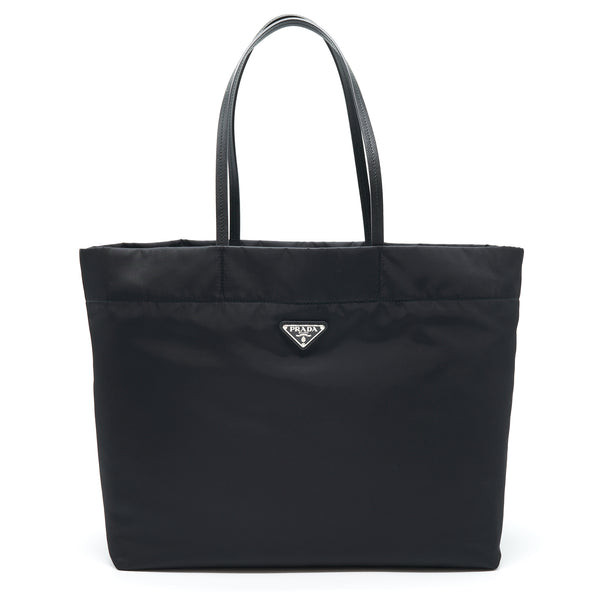 Prada Nylon Tote With Leather Handle Black SHW
