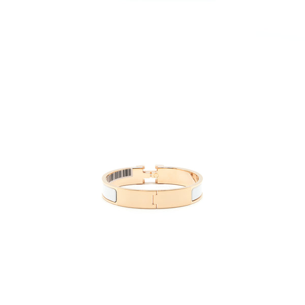 Hermes Size PM Clic H Bracelet Blanc RGHW