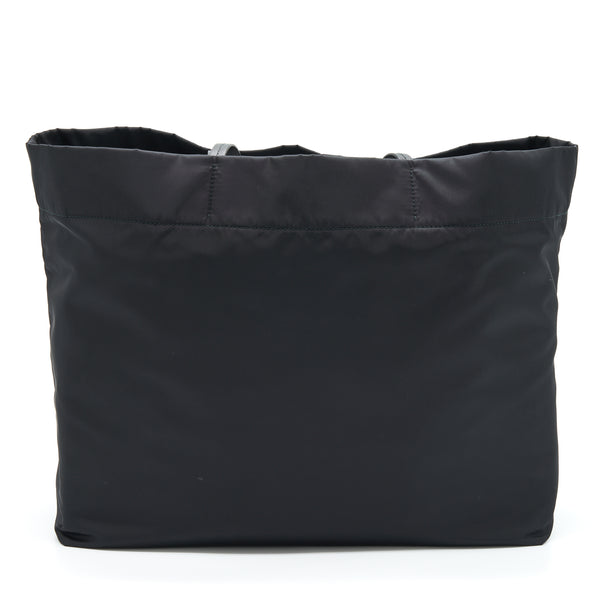 Prada Nylon Tote With Leather Handle Black SHW