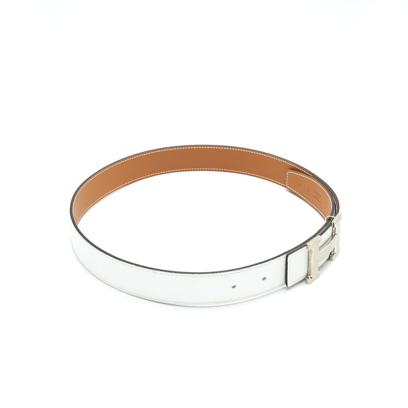 Hermes size80 H Buckle Belt white/ Gold with SHW
