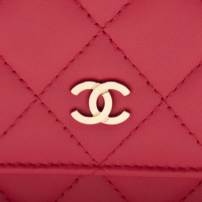 Chanel Classic Wallet On Chain Lambskin Red GHW
