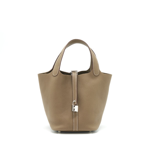Hermes Picotin 18 Lock Bag Clemence Etoupe SHW Stamp Y