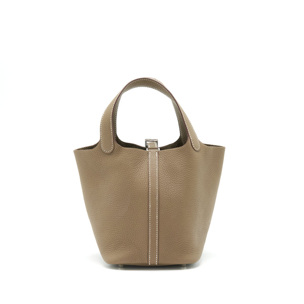 Hermes Picotin 18 Lock Bag Clemence Etoupe SHW Stamp Y
