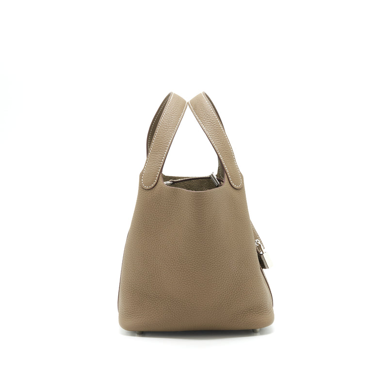 Hermes Picotin 18 Lock Bag Clemence Etoupe SHW Stamp Y