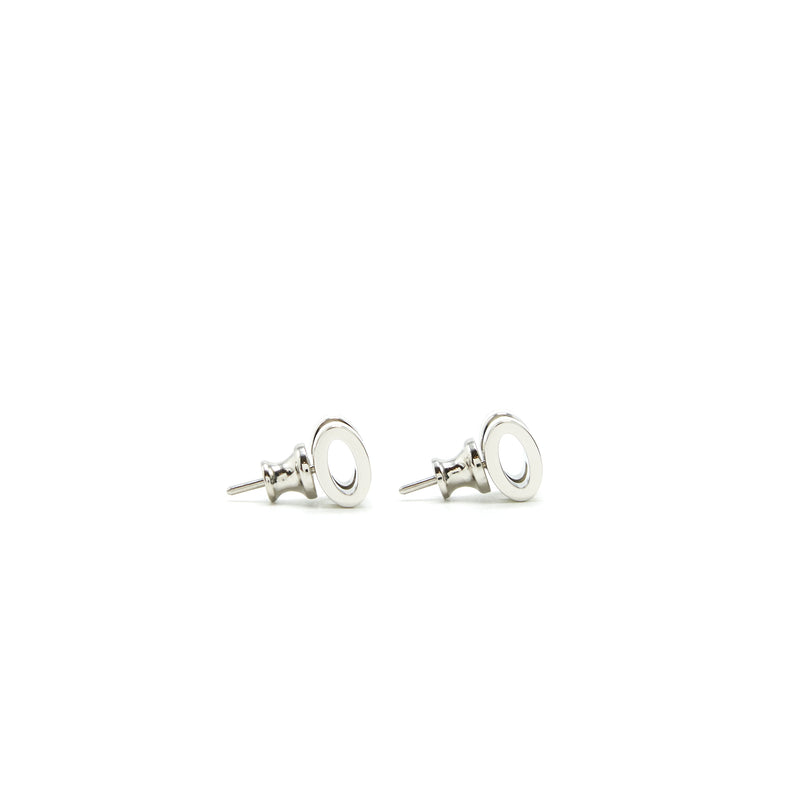 Hermes Mini Pop H Earrings Blanc SHW