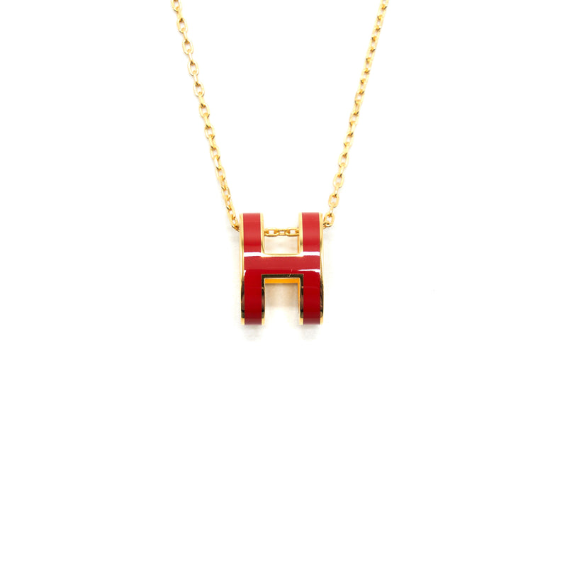 Hermes Mini Pop H Pendant Gold-tone Marron Glace in Lacquered Metal with  Gold-tone - US