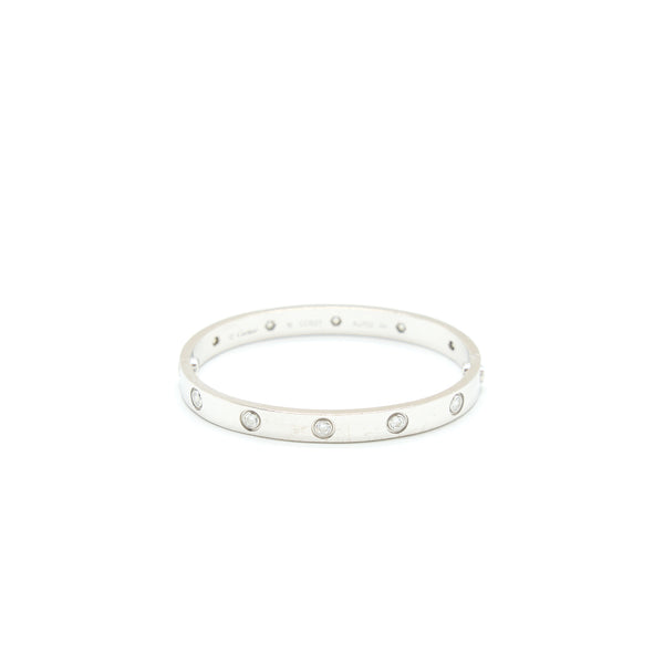 Cartier Size 16 Love Bracelet With 10 Diamonds White Gold