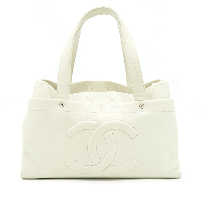 Chanel Large Shopping Tote Bag Caviar Ivory SHW