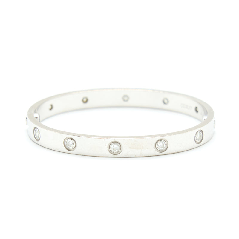 Cartier Size 16 Love Bracelet With 10 Diamonds White Gold