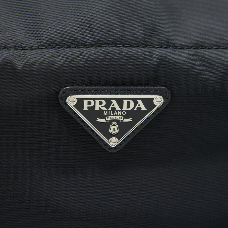 Prada Nylon Tote With Leather Handle Black SHW
