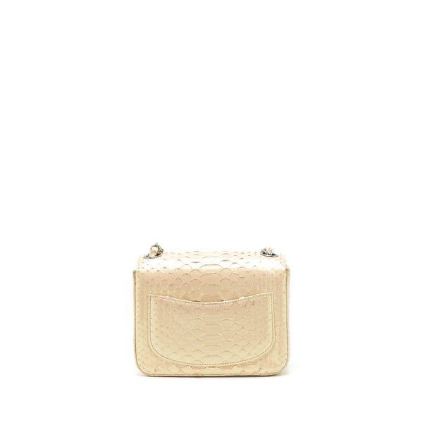 Chanel Mini Square Flap Bag Python Iridescent Light Beige SHW