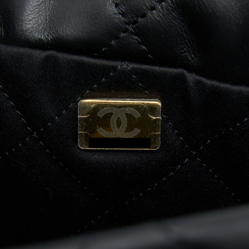 Chanel 22 Bag Medium Shiny Calfskin Black GHW (Microchip)