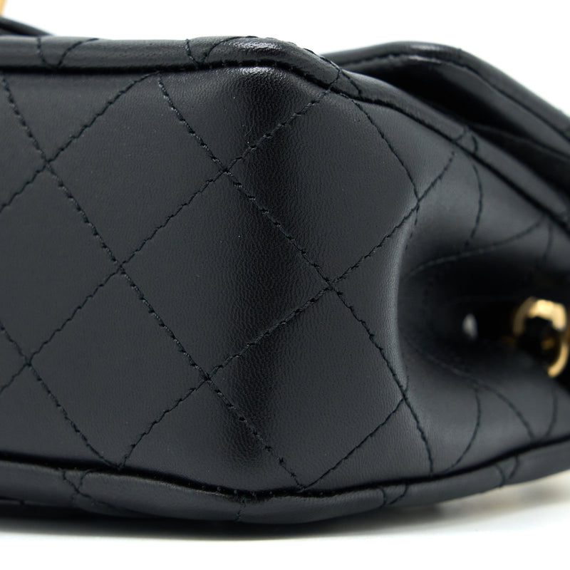 Chanel Pearl Crush Mini Rectangular Flap Bag Lambskin Black Brushed GHW (Microchip)