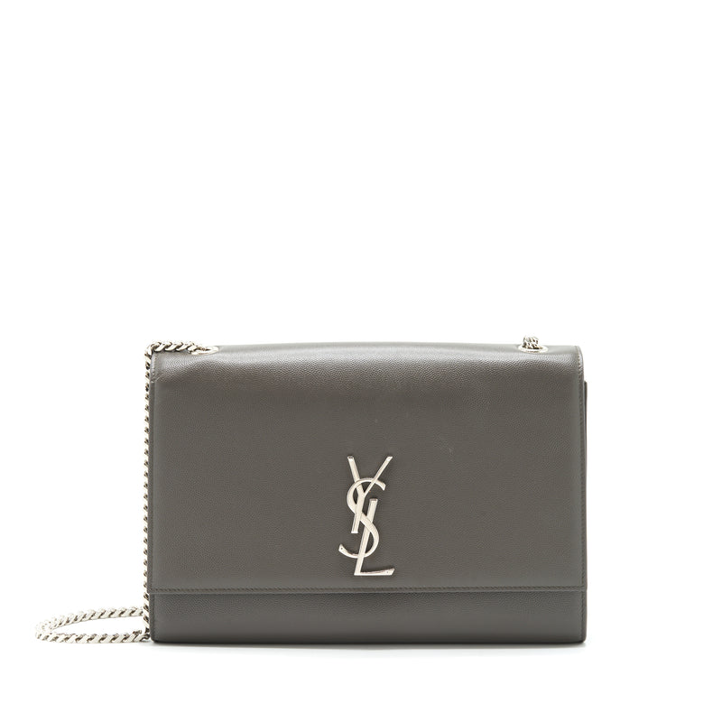 Saint Laurent(YSL) Large Monogramme Kate Chain Bag Grained Calfskin Grey SHW