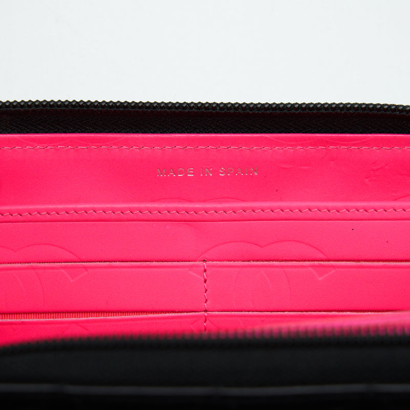 Chanel Cambon Long Zipper Wallet Calfskin Black/Pink SHW