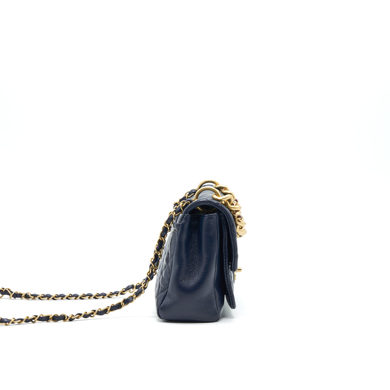 Chanel Quilted Flap Bag Navy with Brushed GHW