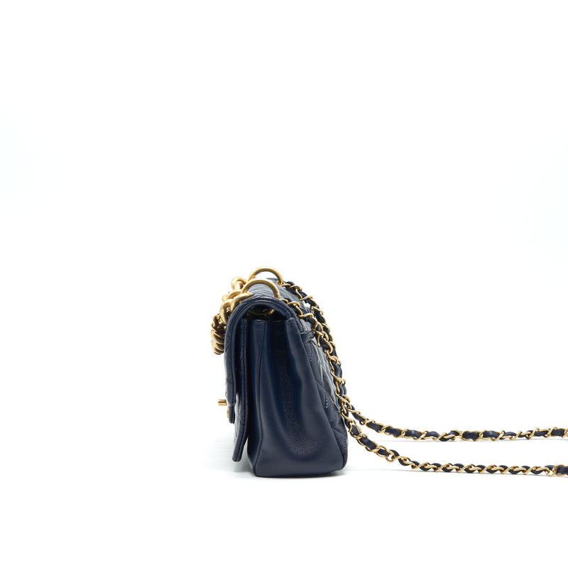 Chanel Quilted Flap Bag Navy with Brushed GHW