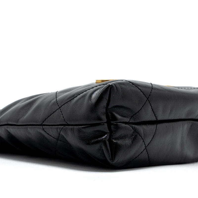 Chanel 23S Mini 22 Bag Shiny Calfskin Black Brushed GHW (Microchip)