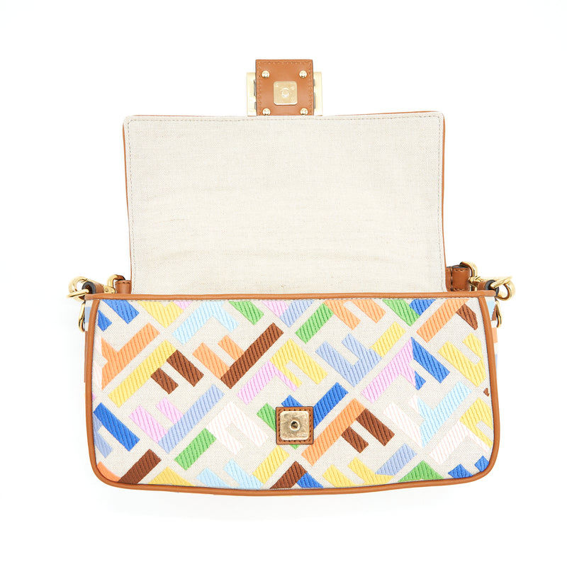 Fendi Baguette Bag in FF Motif Canvas Multicolour
