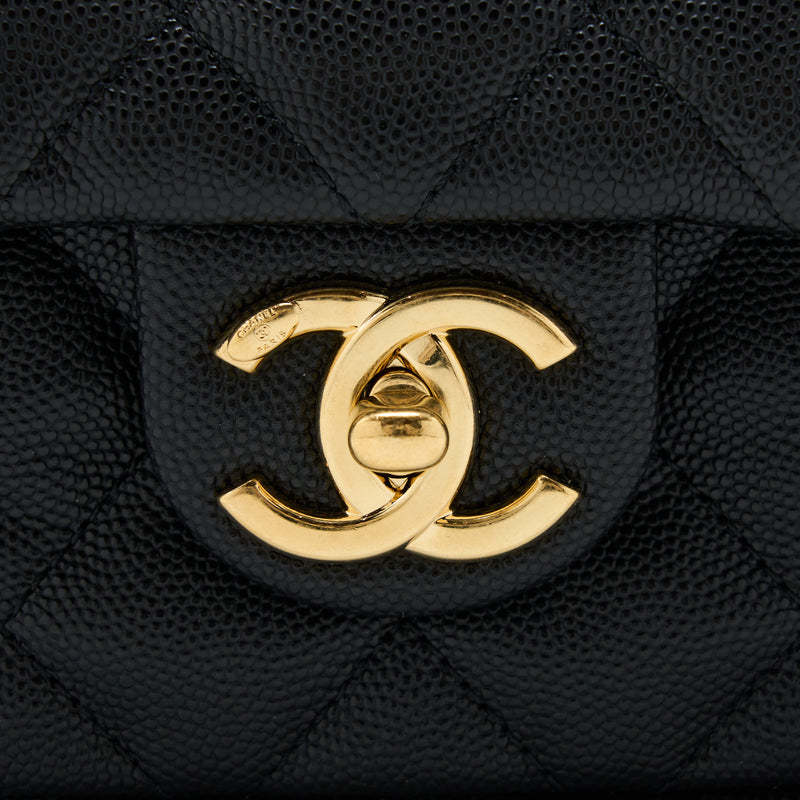 CHANEL Crumpled Grained Calfskin Quilted Large Shiva Flap Black 1292909