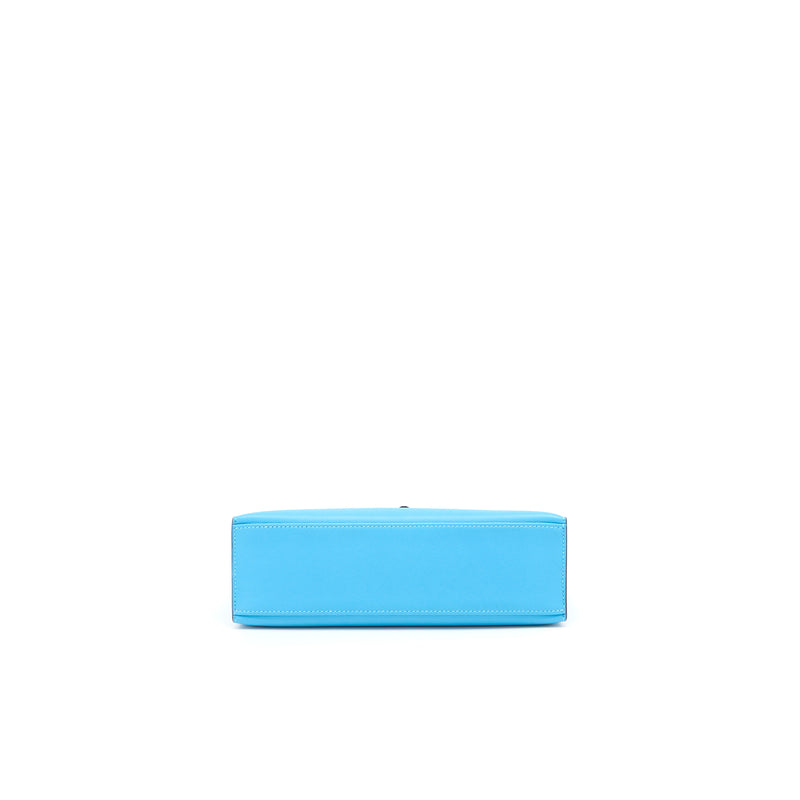 Hermes Kelly Pochette Swift P3 Blue De Nord SHW Stamp D