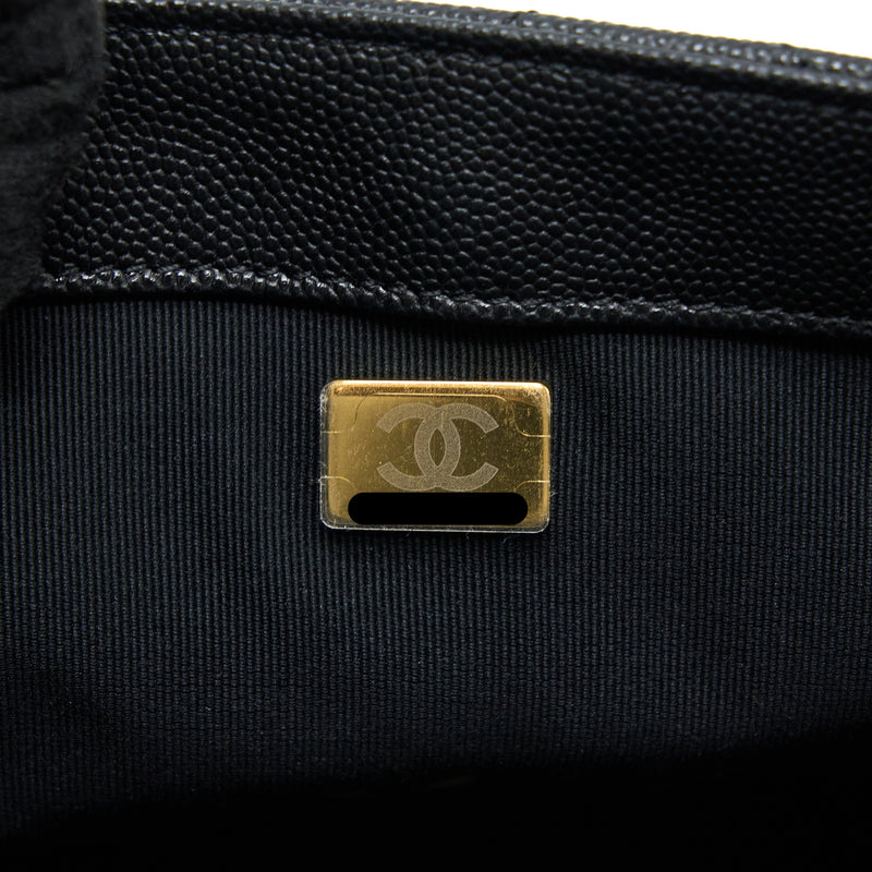 Chanel 23C Quilted Flap Bag CC Logo Chain Grained Calfskin Black GHW (Microchip)