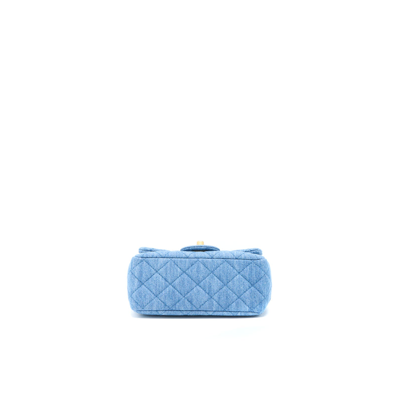 Chanel Pearl Crush Mini Square Flap Bag Denim GHW (Microchip)