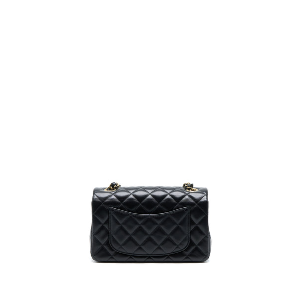 Chanel Mini Rectangular Flap Bag Lambskin Black LGHW (Microchip)