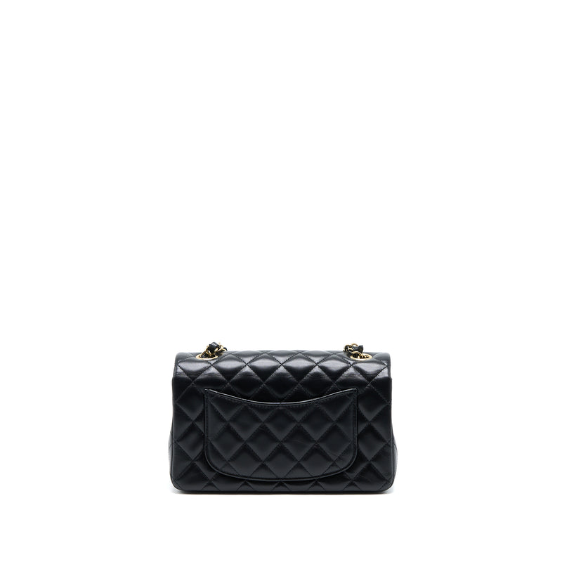 Chanel Mini Rectangular Flap Bag Lambskin Black LGHW (Microchip)