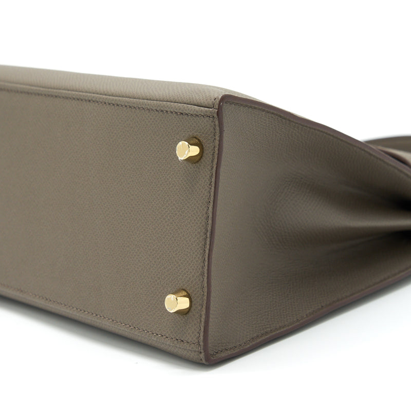 Hermes Kelly 28 Sellier Epsom Gris Etain GHW Stamp D