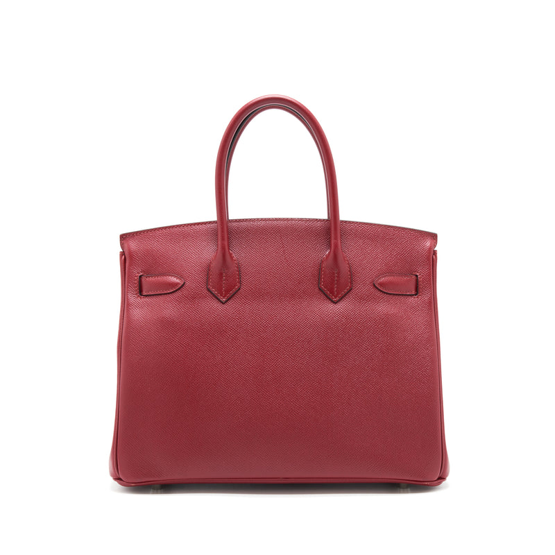Hermes Birkin 30 Epsom K1 Rouge Great SHW Stamp X With Two Hermes Twilly