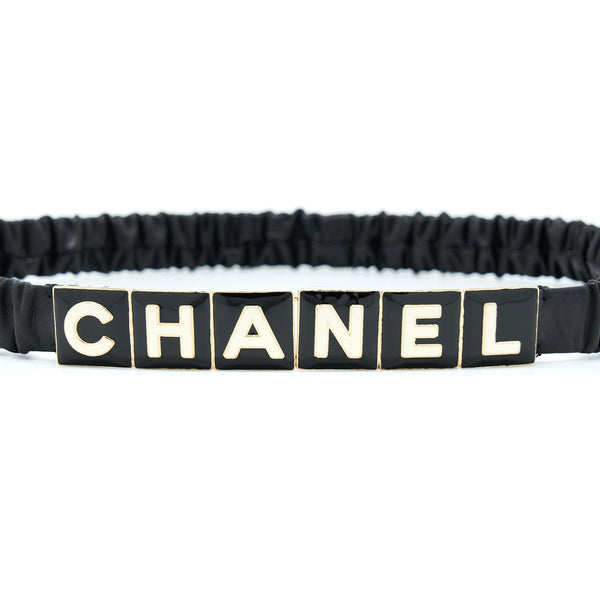 Chanel Belt Lambskin, Metal & Resin Black & White LGHW