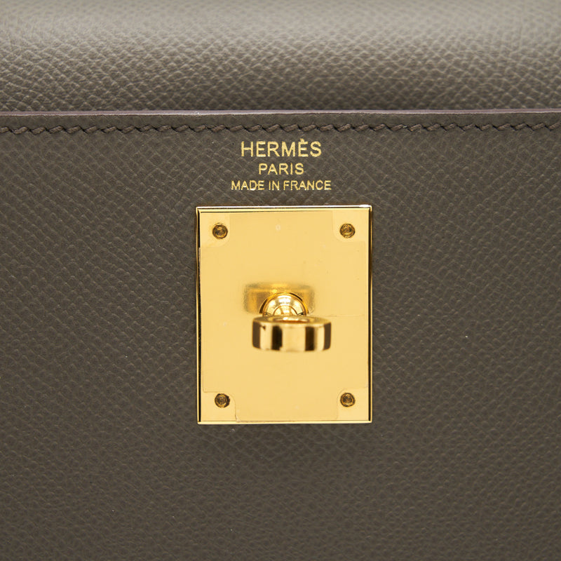 Hermes Kelly 28 Sellier Epsom Gris Etain GHW Stamp D