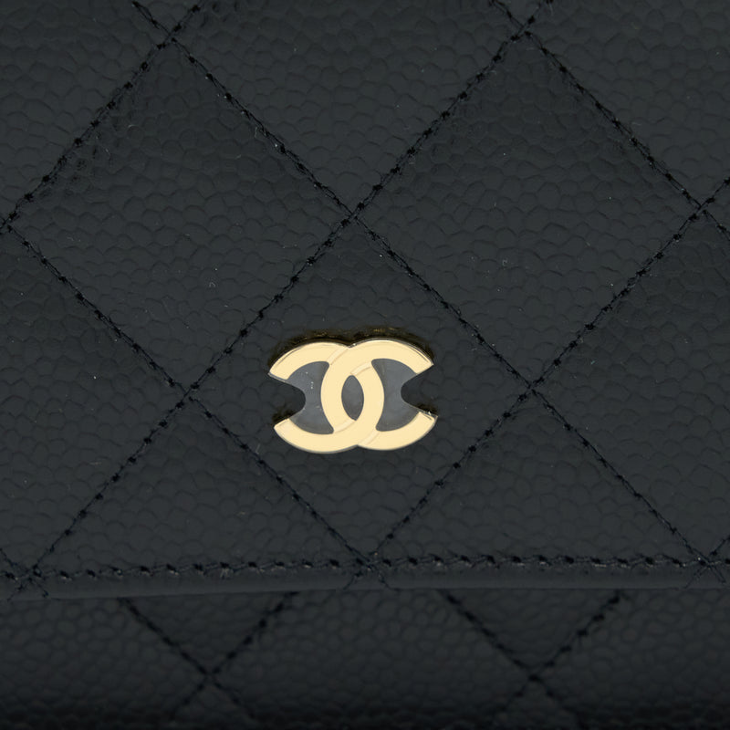 Chanel Classic Wallet On Chain Caviar Black GHW (Microchip)